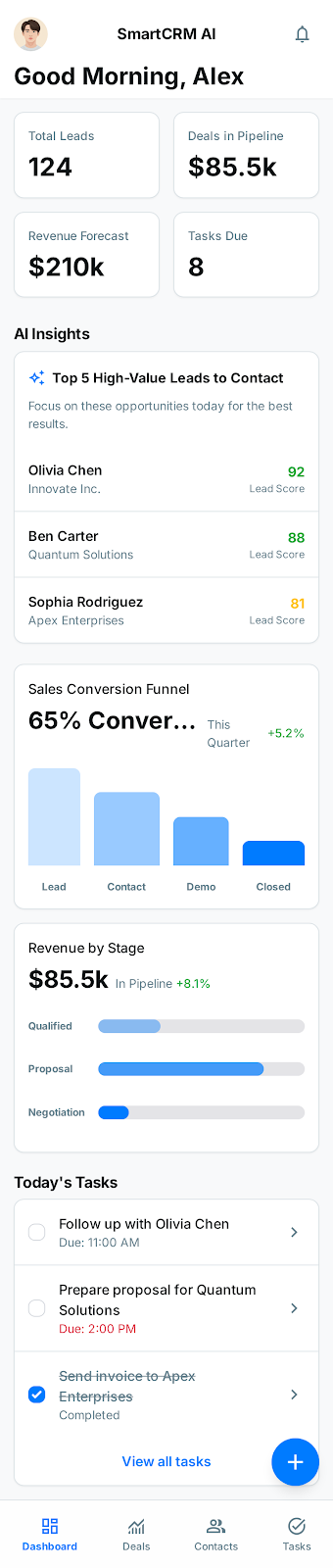 SmartCRM AI mobile screen 2
